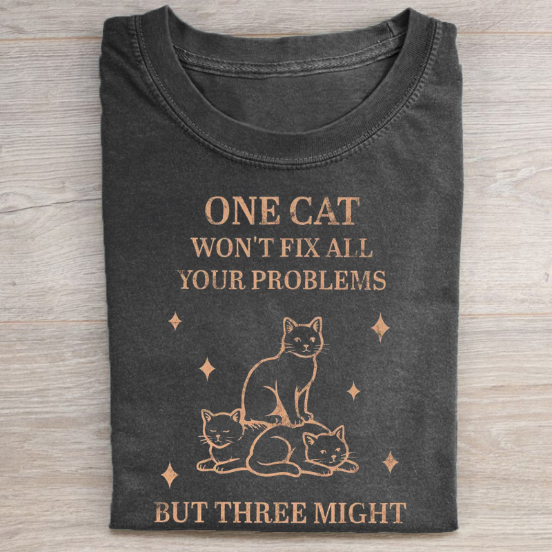 Three Cats Graphic T-Shirt-Teevibe