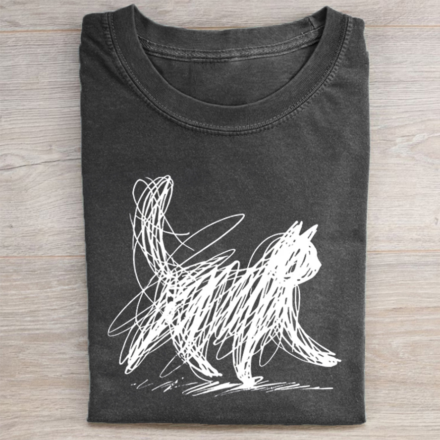 Minimalist Cat T-shirt-Teevibe