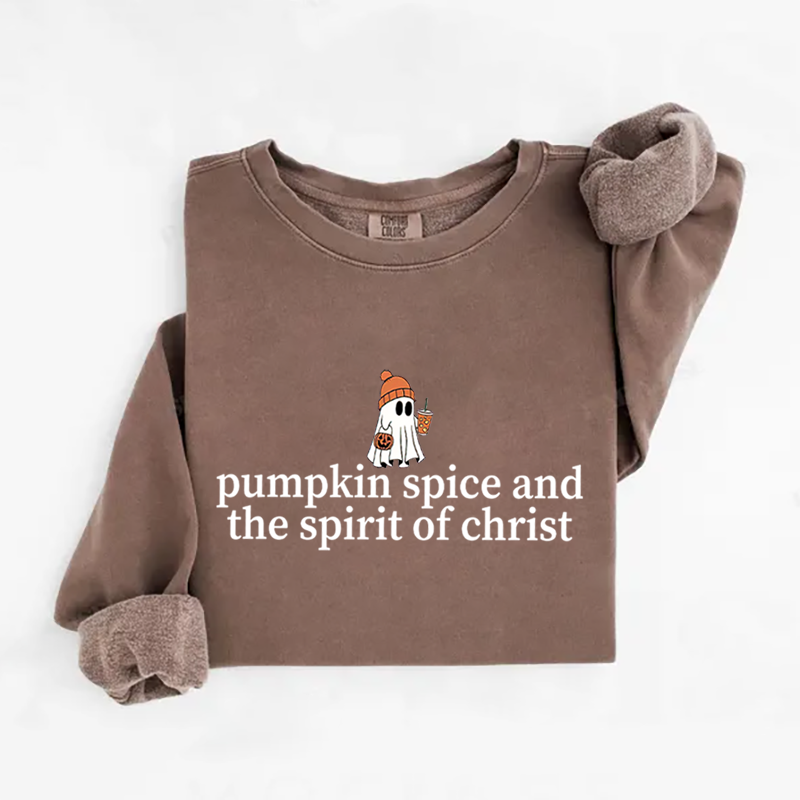 Cute Ghost Pumpkin Spice Coffee Sweatshirt-Teevibe