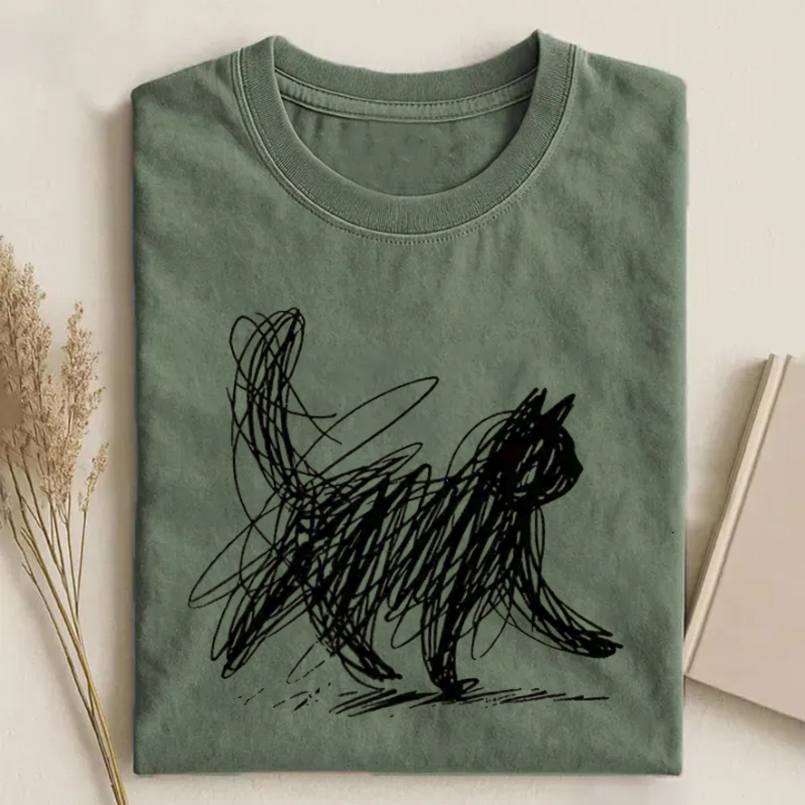 Minimalist Cat T-shirt-Teevibe