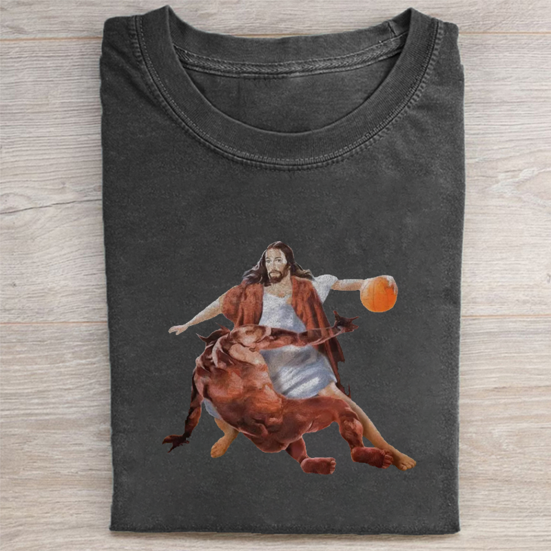 Jesus Crossing Up Satan T-shirt-Teevibe