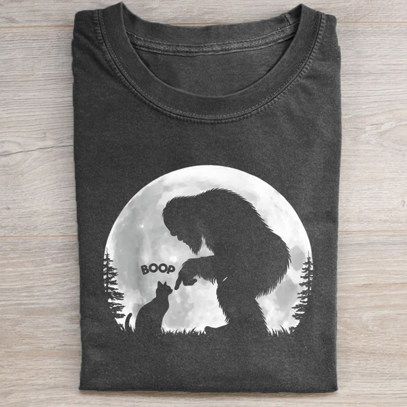 Cat Full Moon Bigfoot T-shirt-Teevibe
