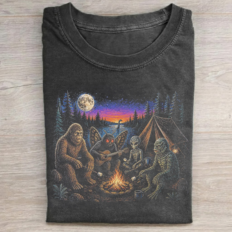 Funny Cryptid Camping T-shirt-Teevibe