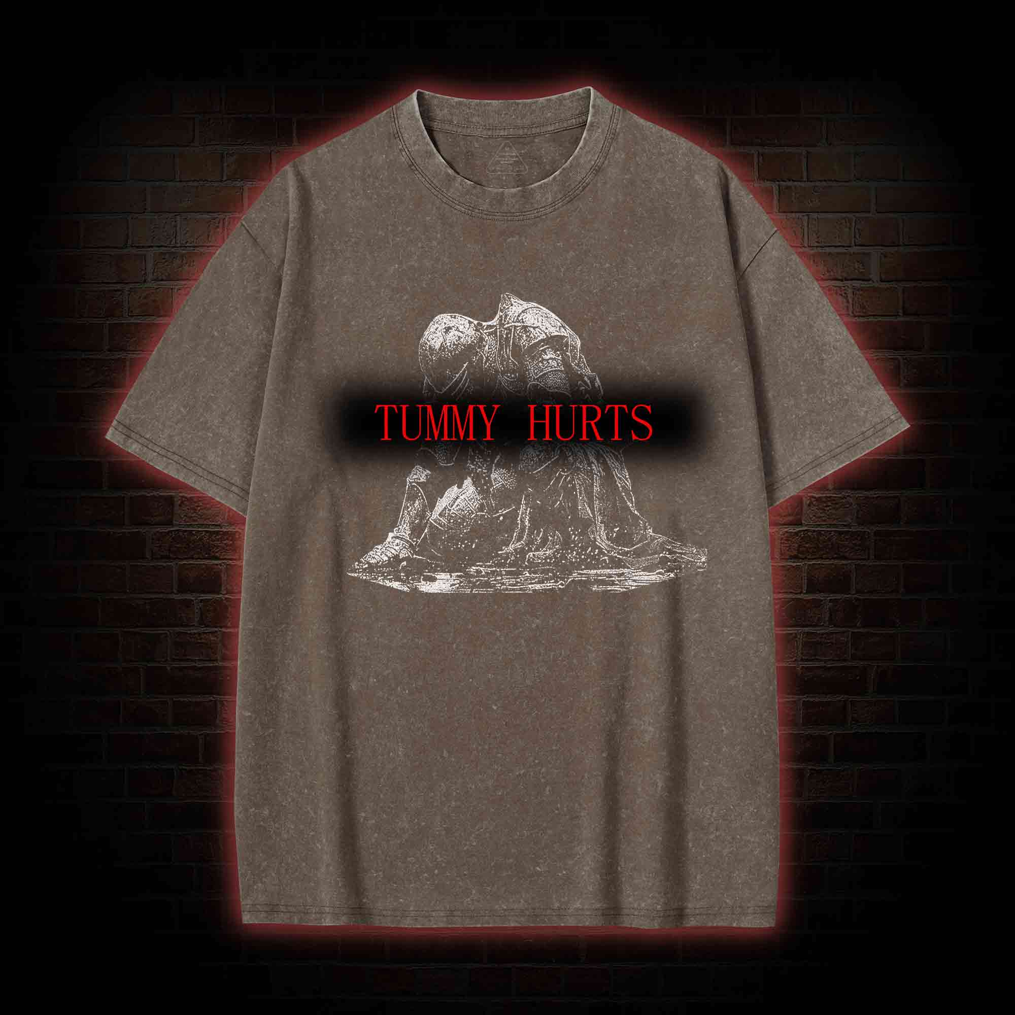 Retro Tummy Hurts Washed T-shirt