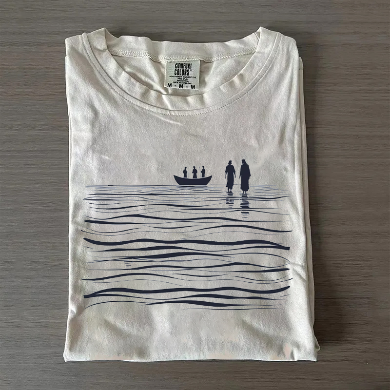 Walk on Water Boho Christian T-shirt-Teevibe