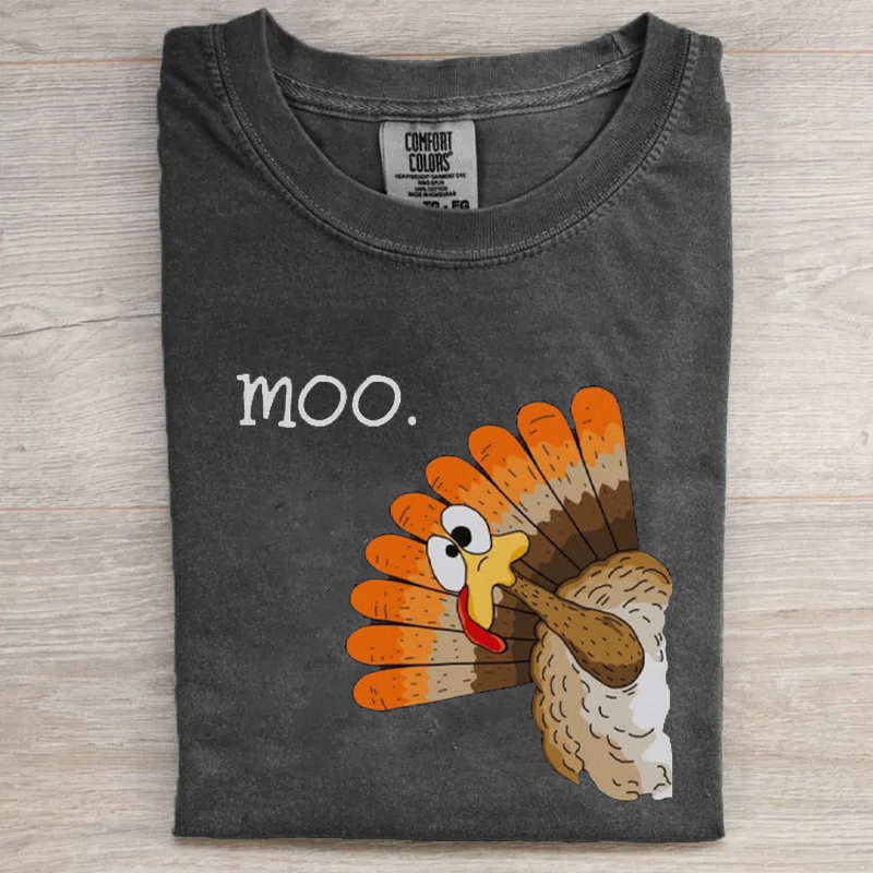Funny Turkey Moo T-shirt-Teevibe