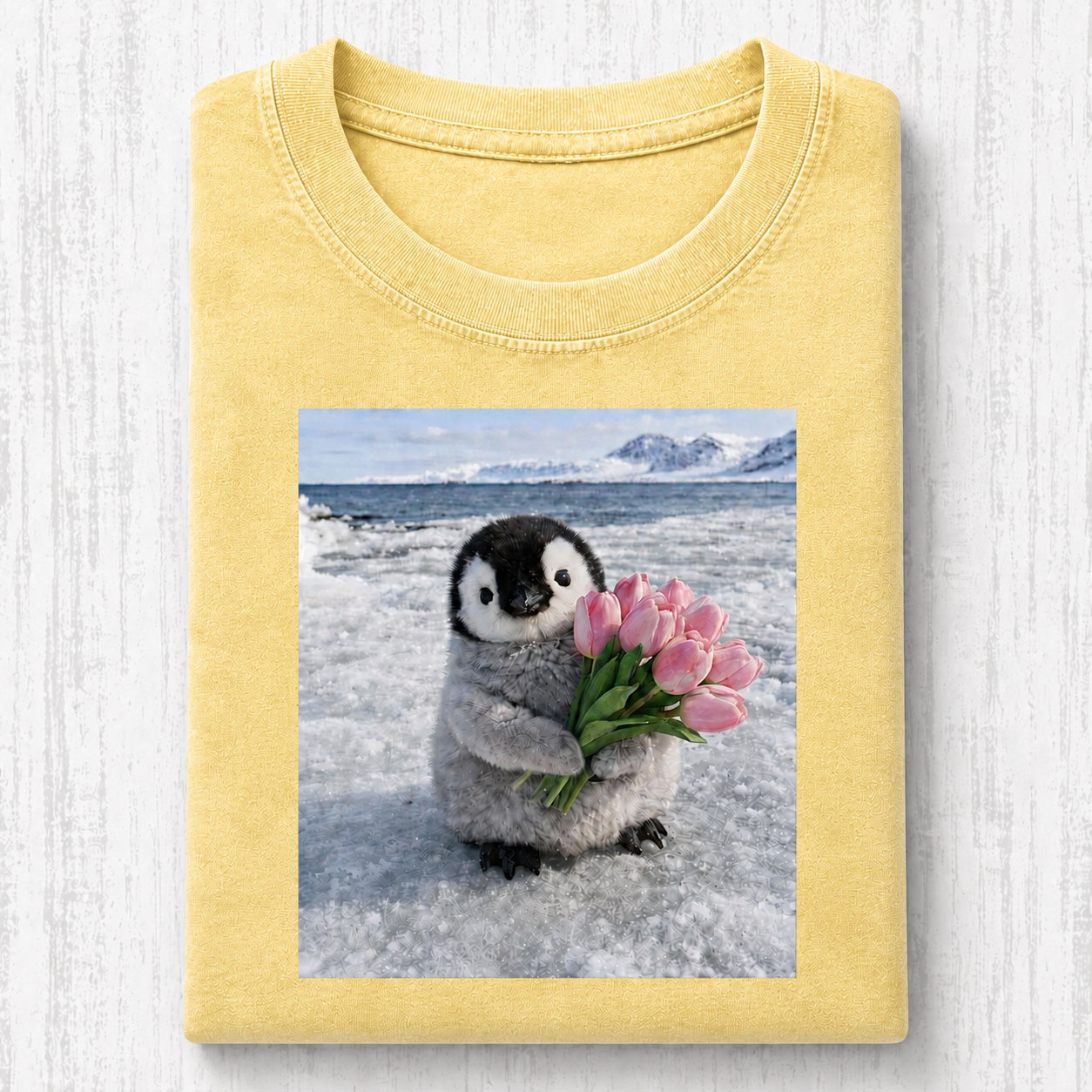Tulip Bouquet Penguin Vintage Comfort Tee-Teevibe