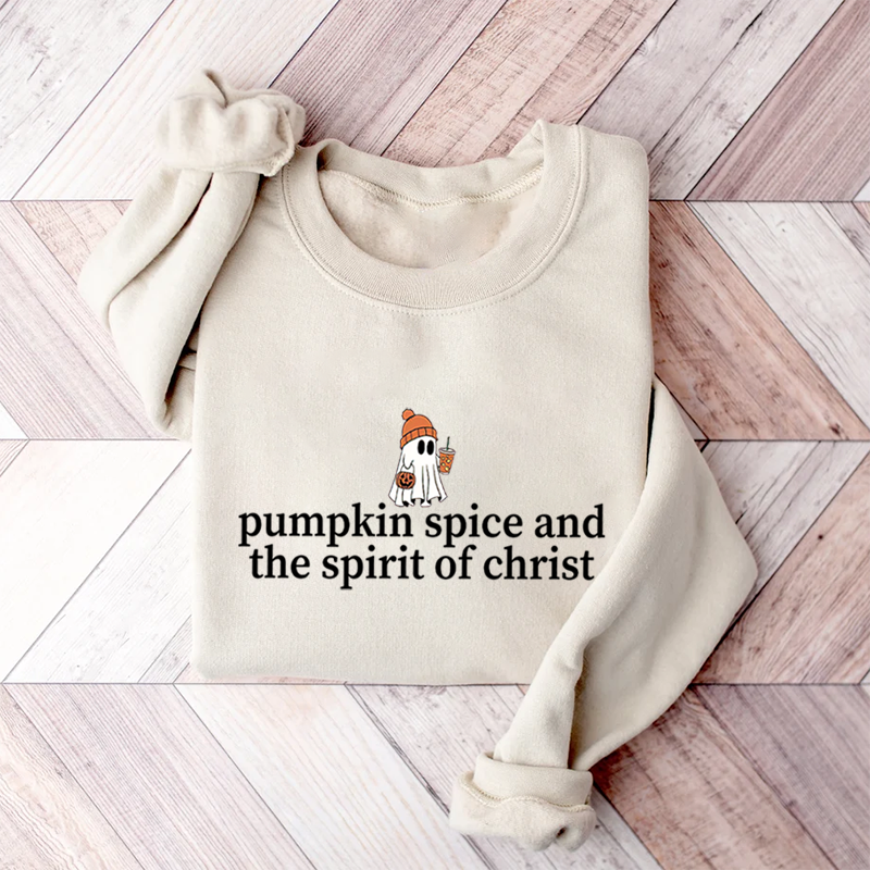 Cute Ghost Pumpkin Spice Coffee Sweatshirt-Teevibe
