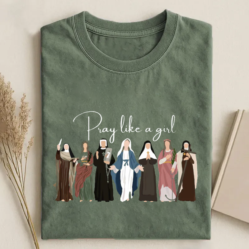 Pray Like A Girl Christian T-shirt-Teevibe