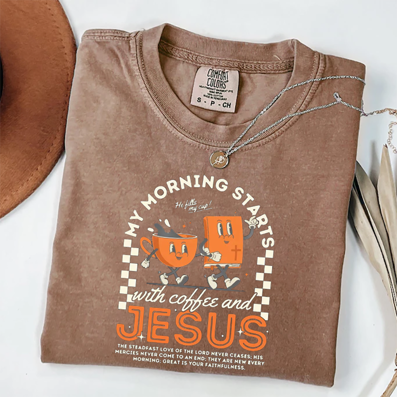 Comfort Colors Coffee and Jesus T-shirt-Teevibe
