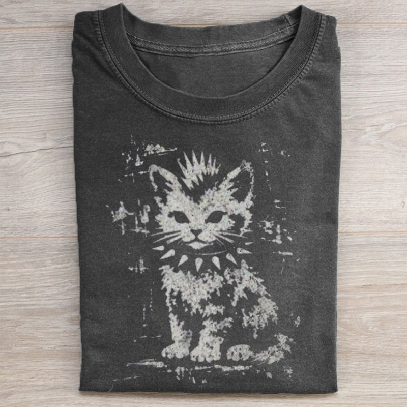 Vintage Funny Cat T-shirt-Teevibe