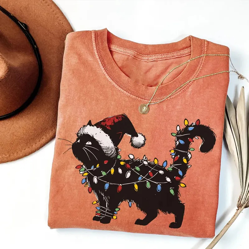 Cute Cat Christmas T-shirt-Teevibe