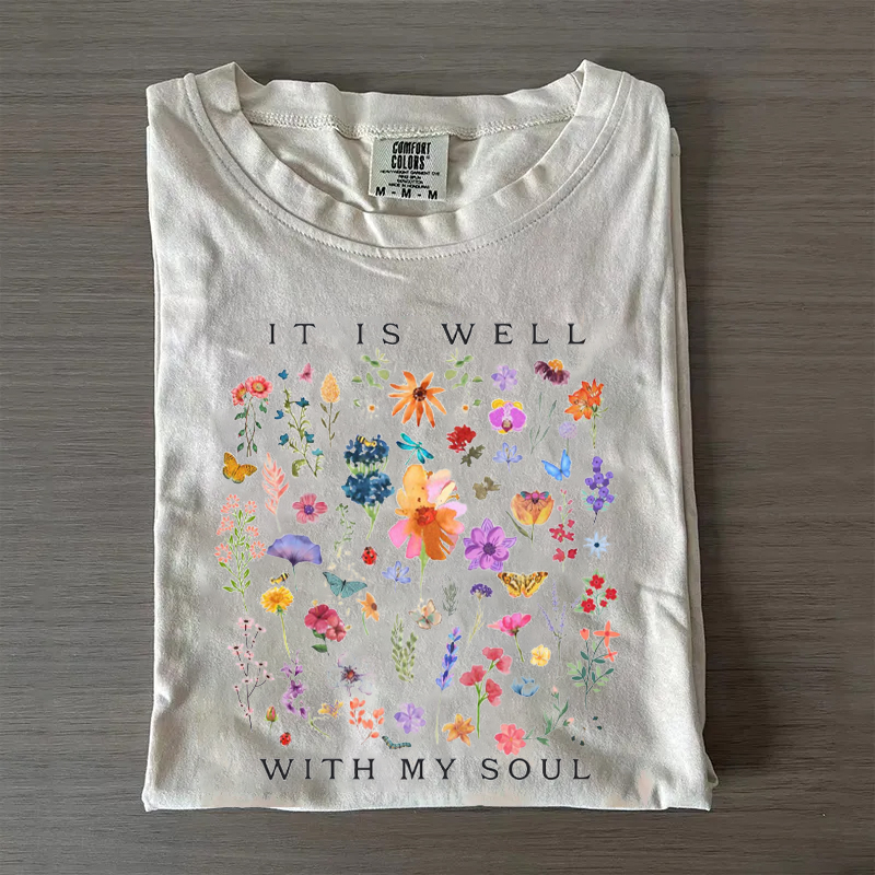 It Is Well Floral Christian T-shirt-Teevibe