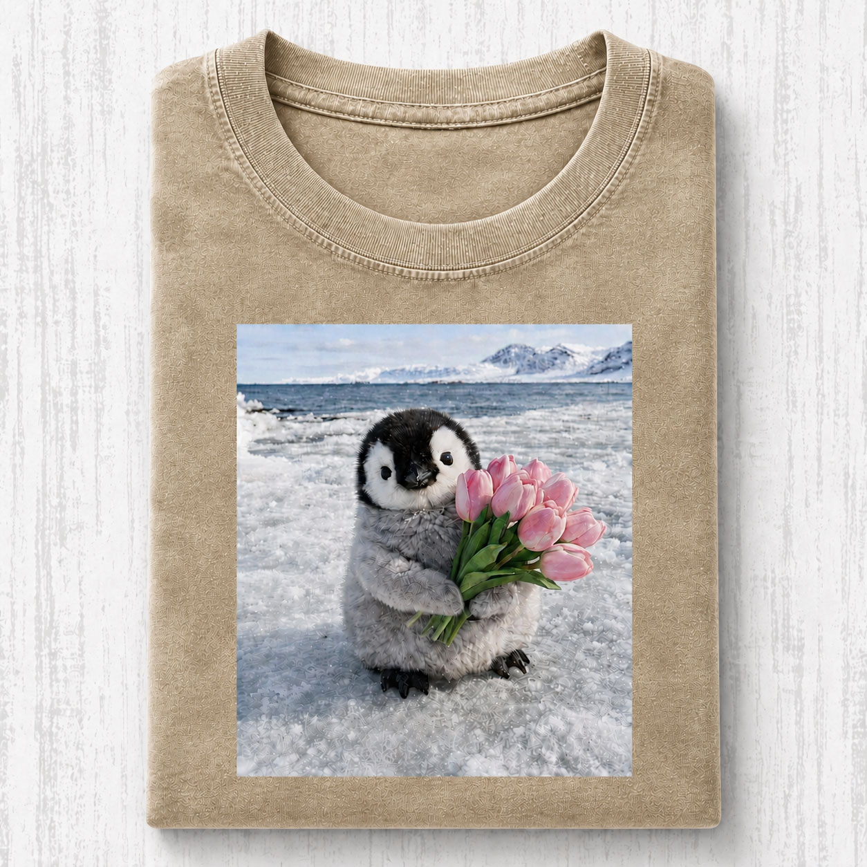 Tulip Bouquet Penguin Vintage Comfort Tee-Teevibe