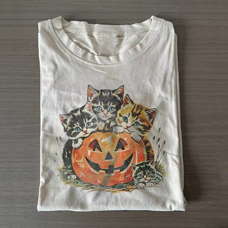 Vintage 90s Cat Halloween T-shirt-Teevibe