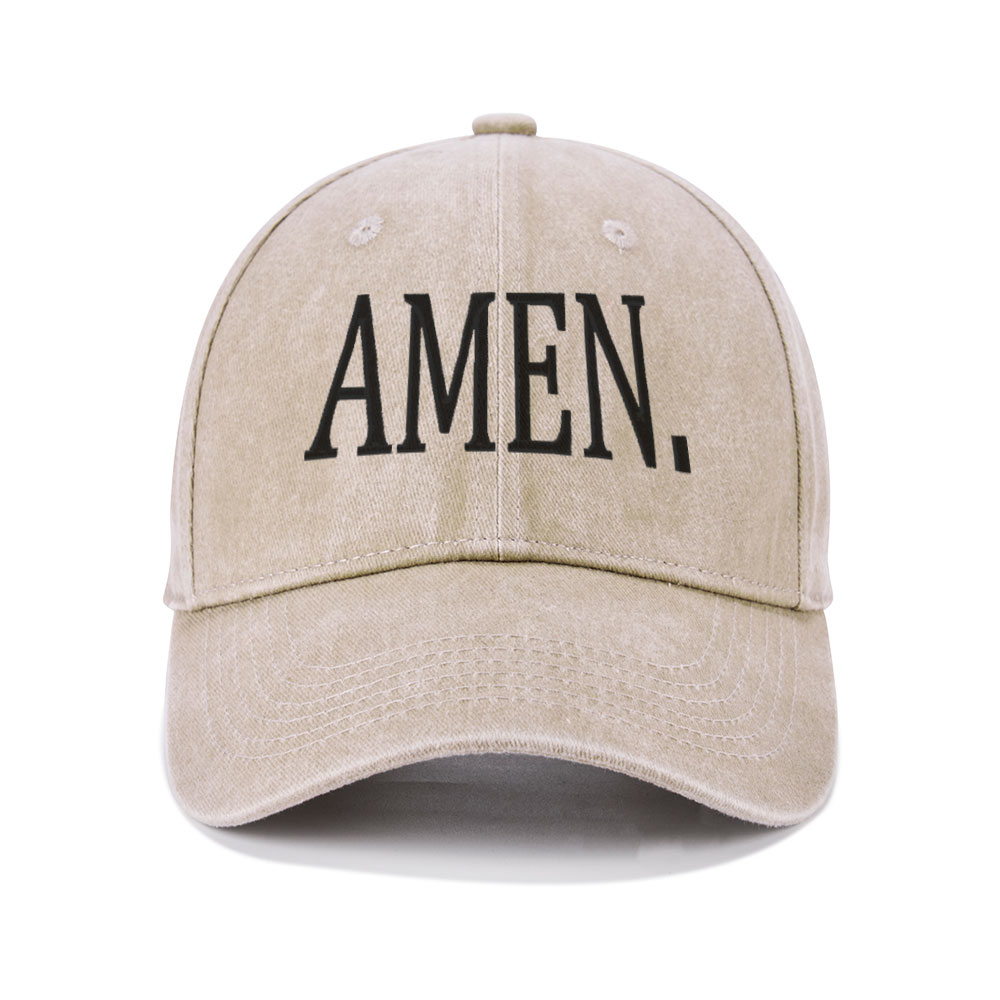 Amen Christian Couple Washed Hat-Teevibe