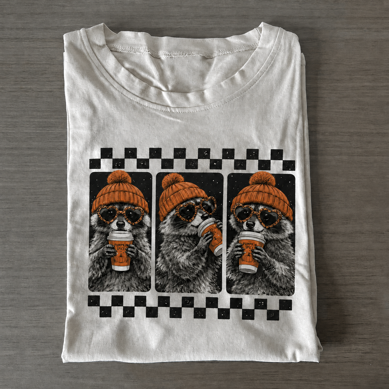 Pumpkin Spice Raccoon Vintage Graphic T-Shirt