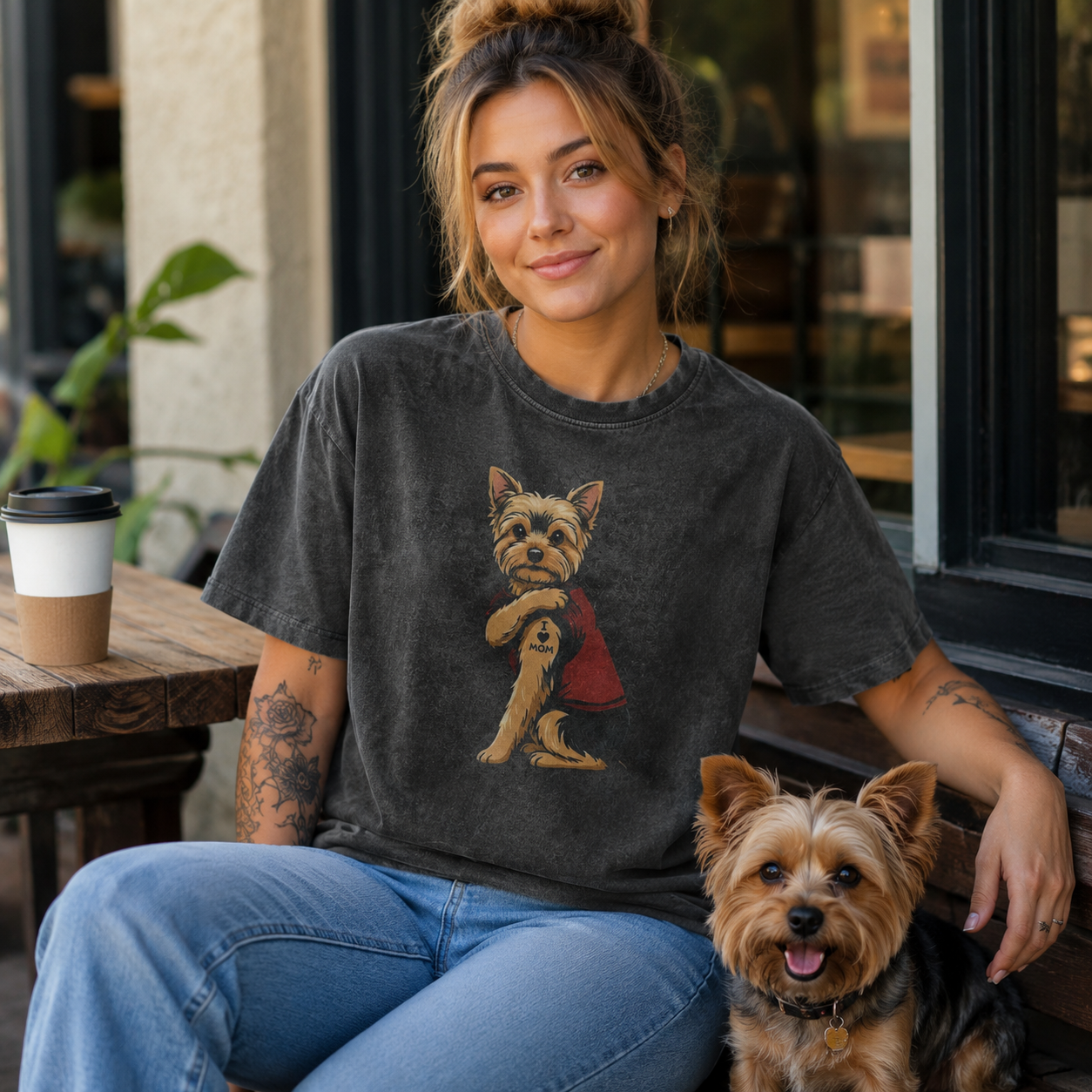 Yorkie Lover Vintage Washed T-Shirt – Cute Dog Graphic Tee