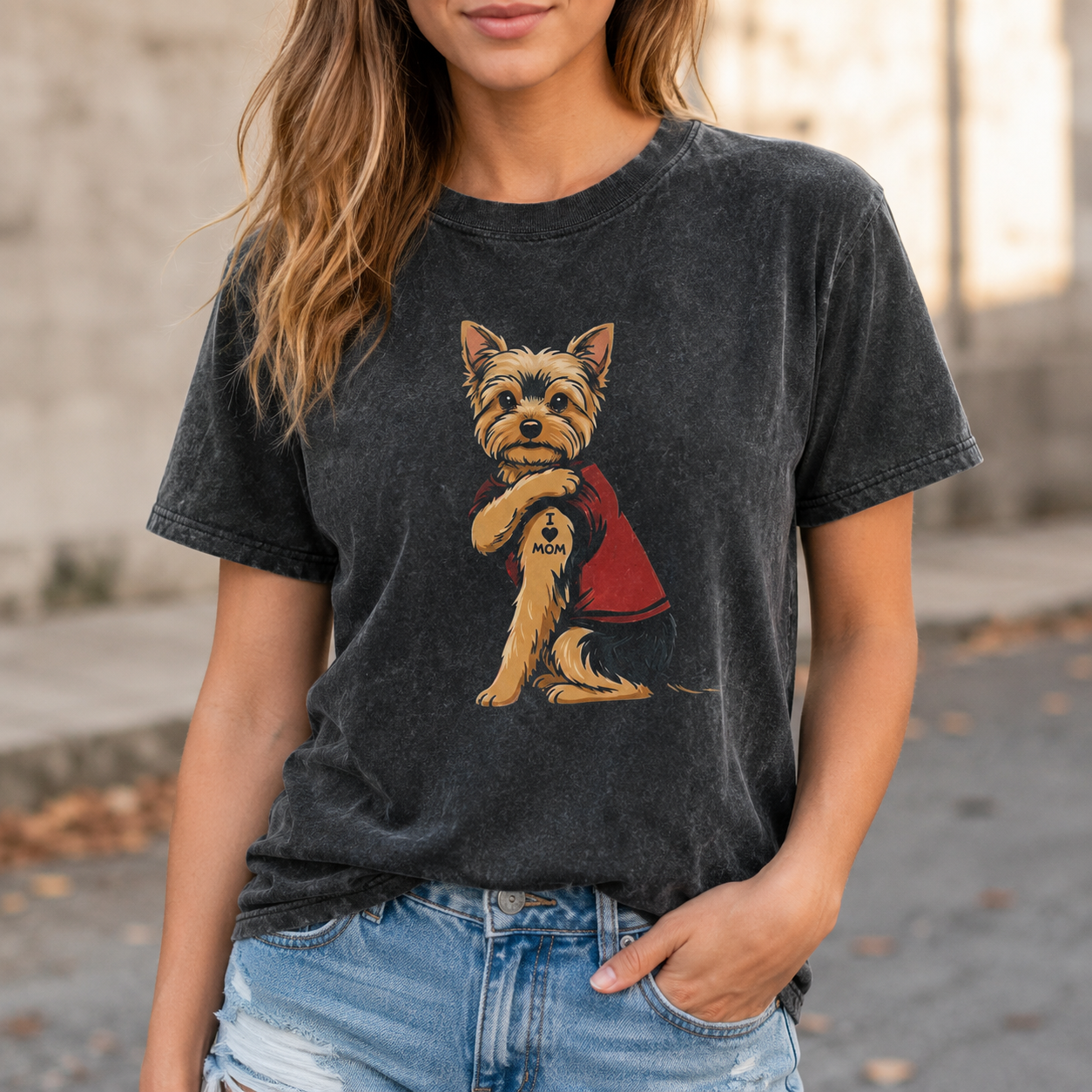 Yorkie Lover Vintage Washed T-Shirt – Cute Dog Graphic Tee