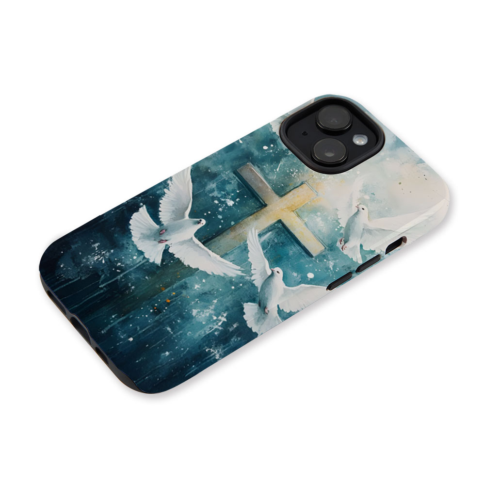 Cross With Dove Christian Phone Case-Teevibe