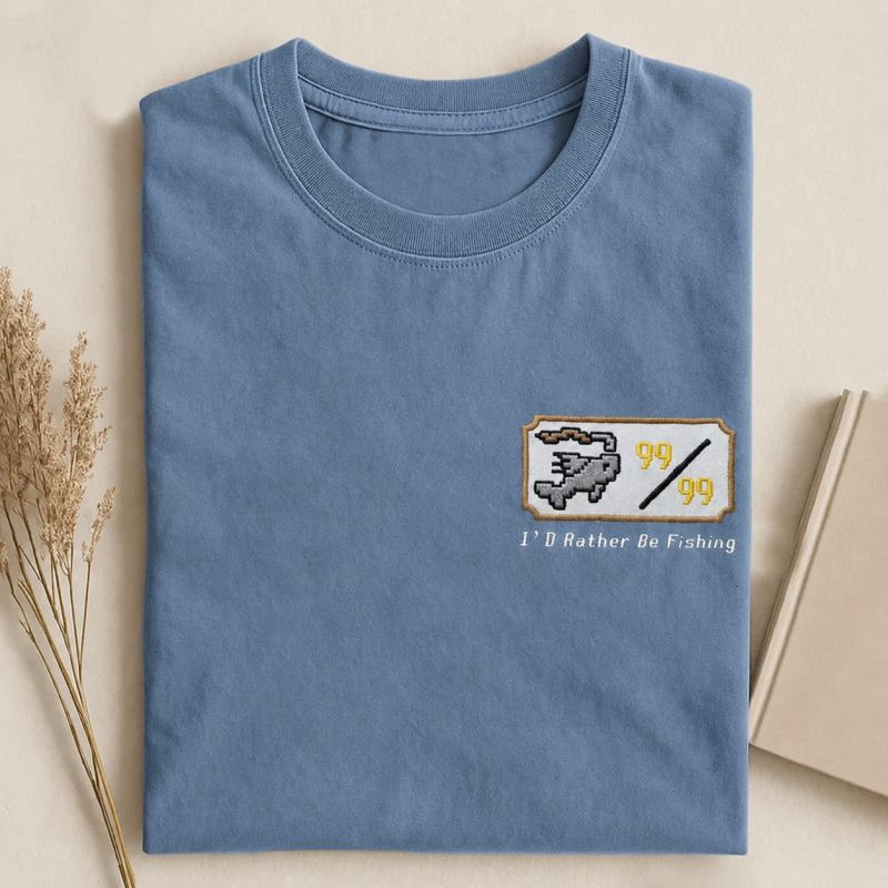 Embroidered OSRS Fishing T-shirt-Teevibe