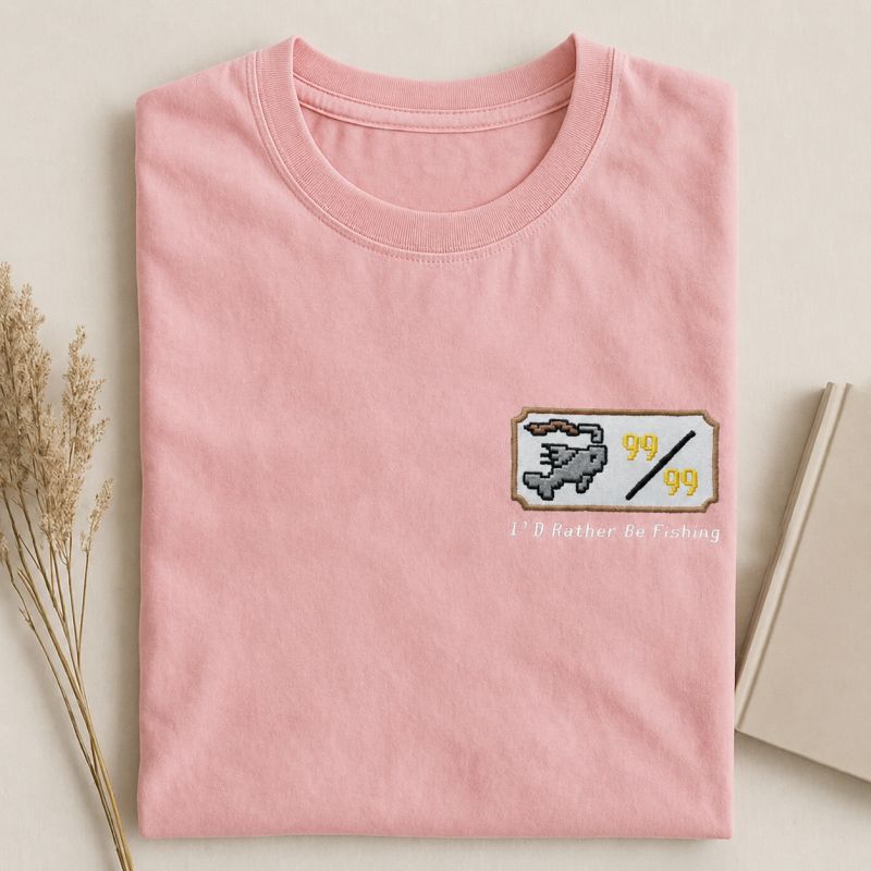 Embroidered OSRS Fishing T-shirt-Teevibe