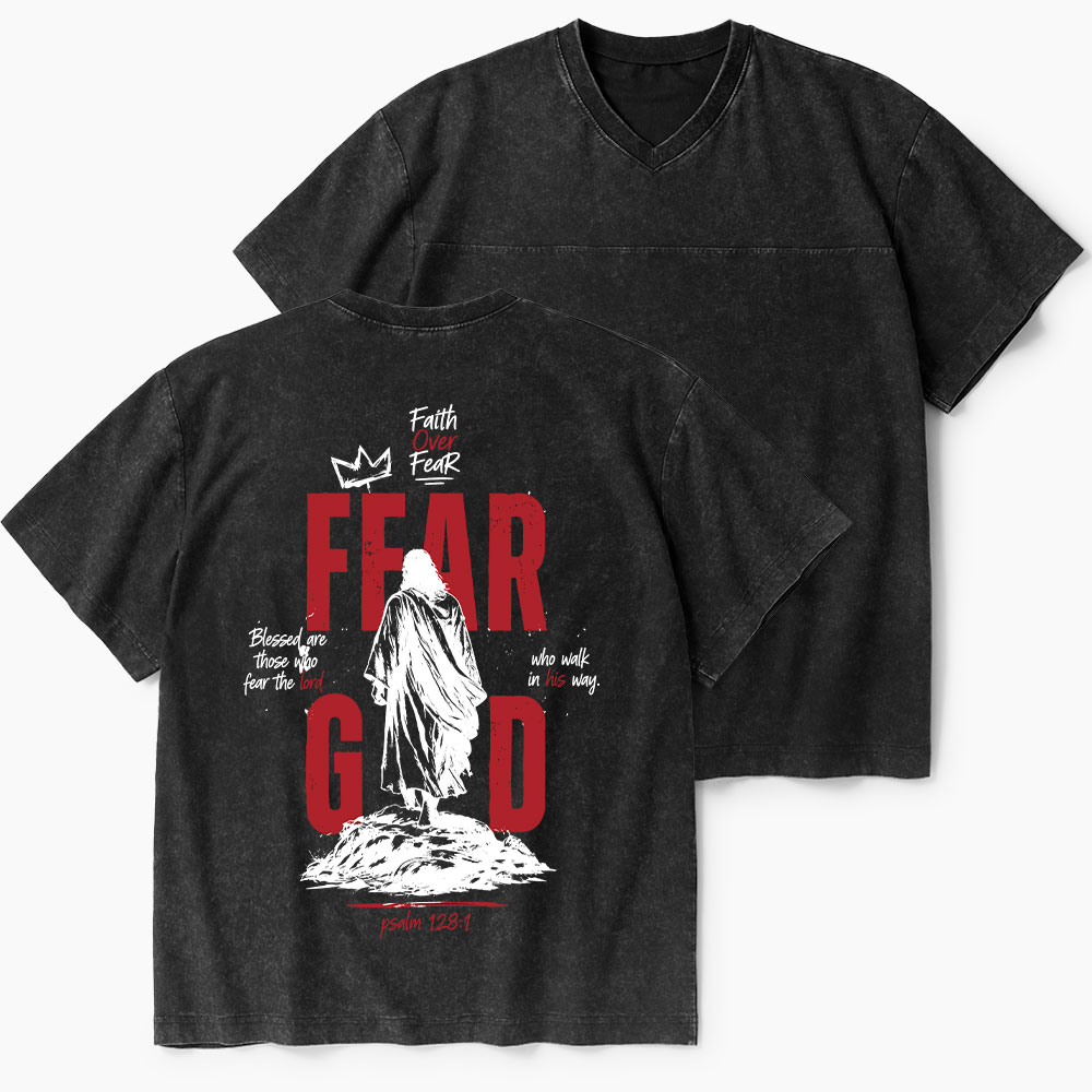 Fear God Christian Washed V-Neck T-Shirt-Teevibe
