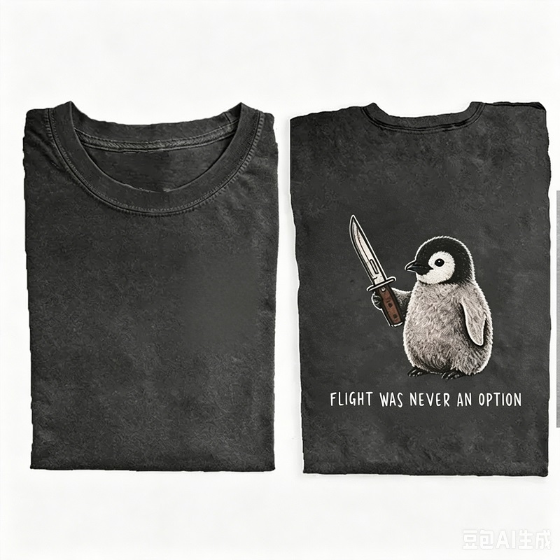 Flight Was Never an Option Sarcastic Penguin Back T-shirt-Teevibe