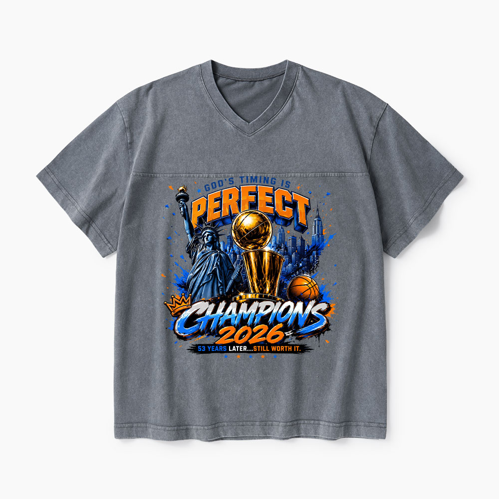 God's Timing Is Perfect Christian Washed V-Neck T-Shirt-Teevibe