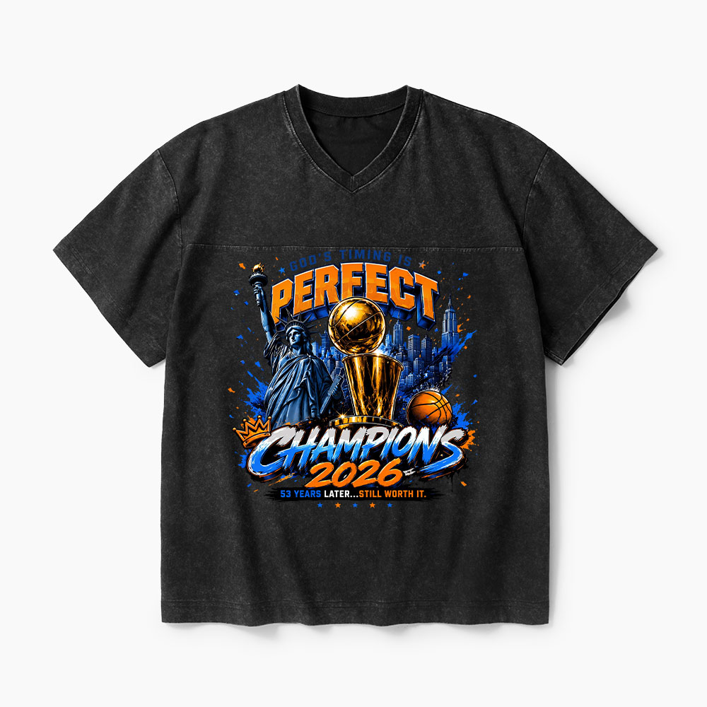 God's Timing Is Perfect Christian Washed V-Neck T-Shirt-Teevibe
