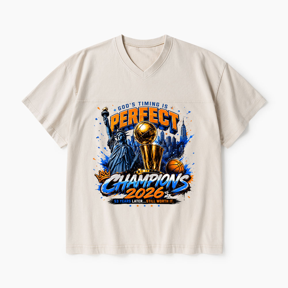 God's Timing Is Perfect Christian Washed V-Neck T-Shirt-Teevibe