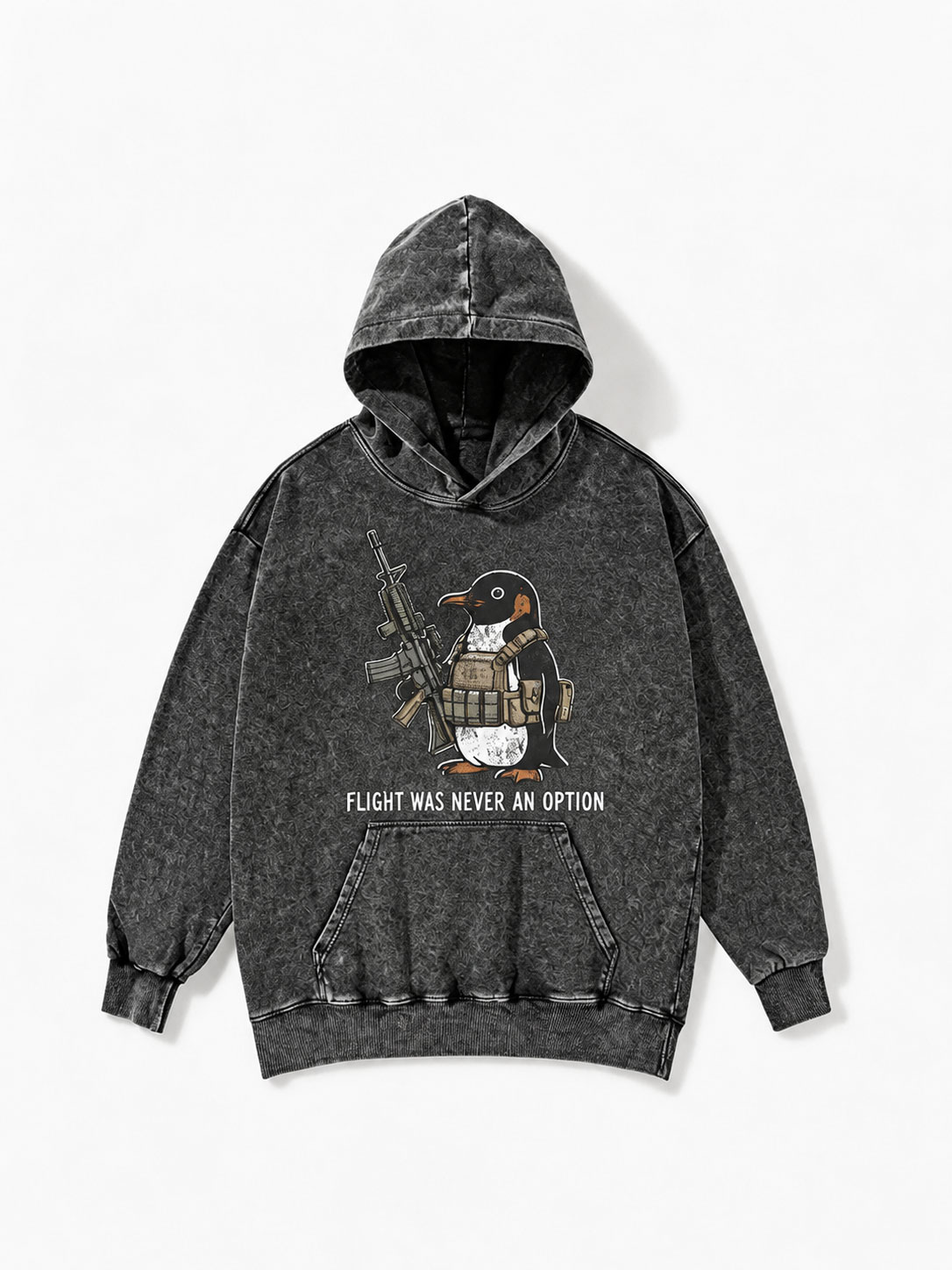 Flight Never Option Penguin Soldier Hoodie-Teevibe