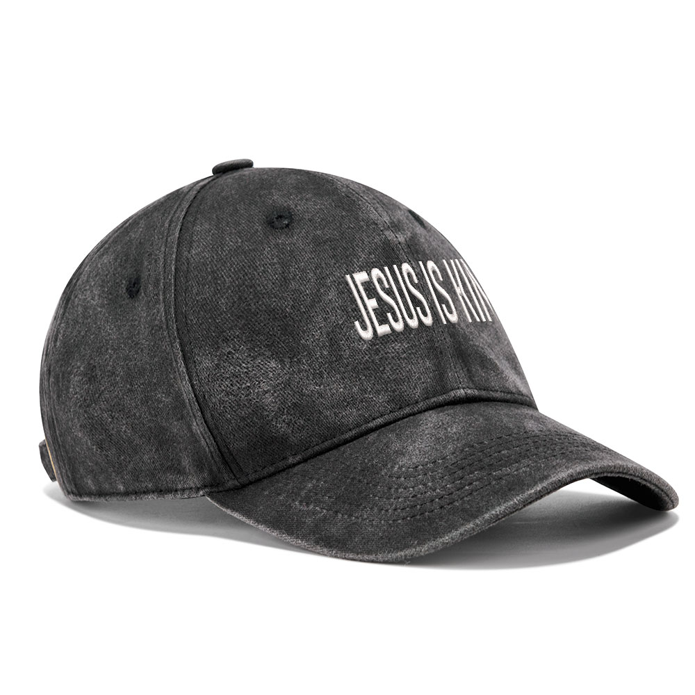 Jesus Is King Christian Couple Washed Hat-Teevibe