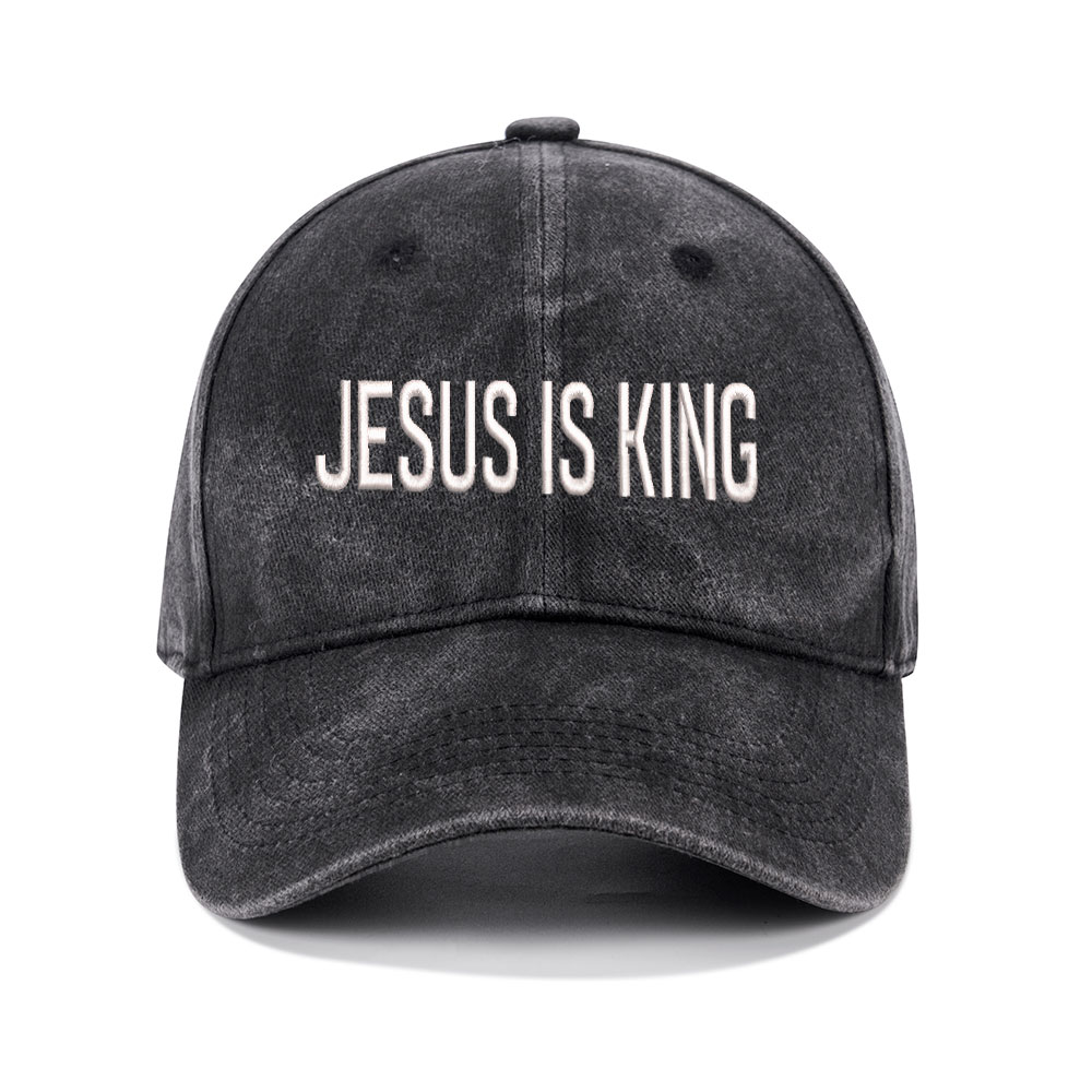 Jesus Is King Christian Couple Washed Hat-Teevibe