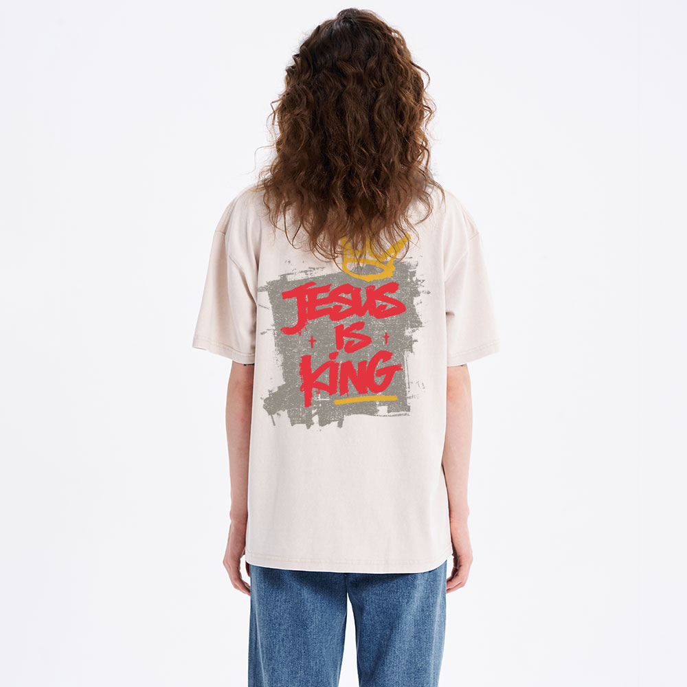 Jesus Is King Christian Washed T-Shirt-Teevibe