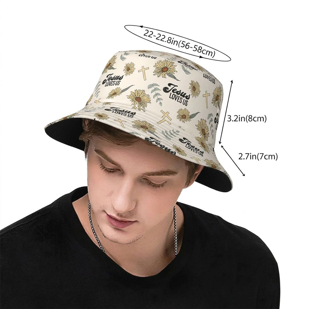 Jesus Loves Us Christian Leisure Bucket Hat-Teevibe