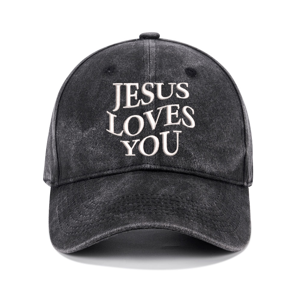 Jesus Loves You Christian Washed Hat-Teevibe