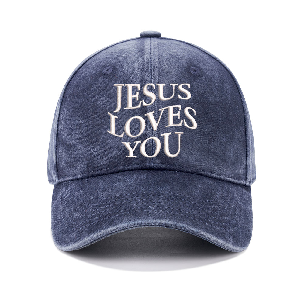 Jesus Loves You Christian Washed Hat-Teevibe