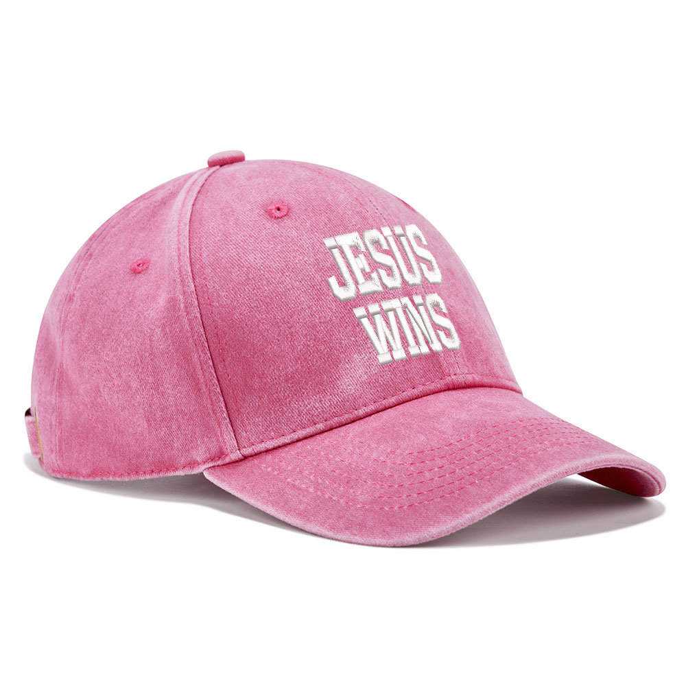 Jesus Wins Christian Couple Washed Hat-Teevibe
