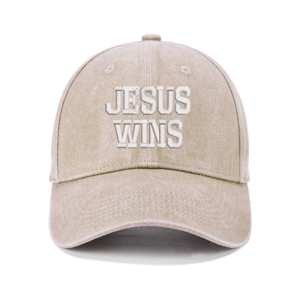 Jesus Wins Christian Couple Washed Hat-Teevibe