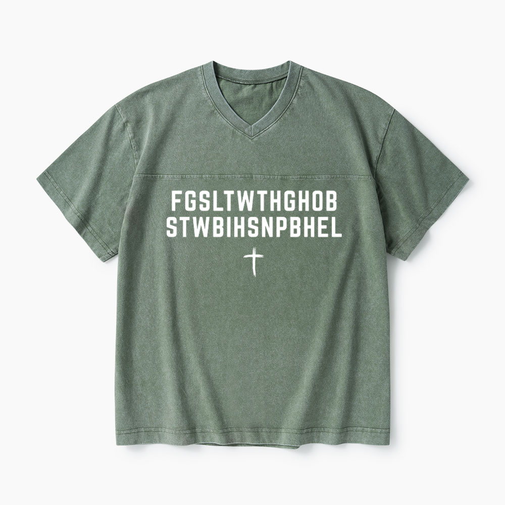 John 316 T-Shirt For God So Loved The World Christian Washed V-Neck T-Shirt-Teevibe