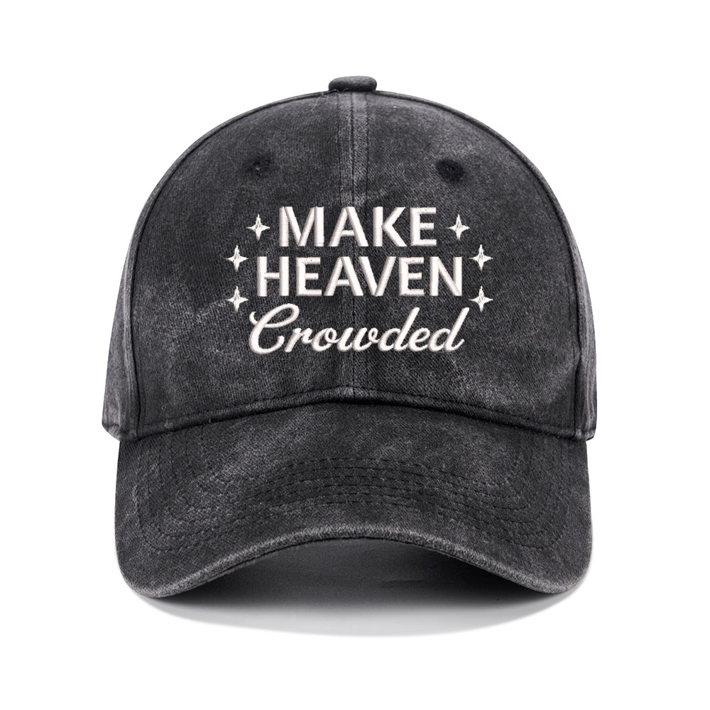 Make Heaven Crowded Christian Couple Washed Hat-Teevibe
