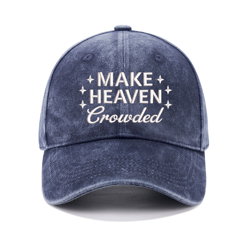 Make Heaven Crowded Christian Couple Washed Hat-Teevibe