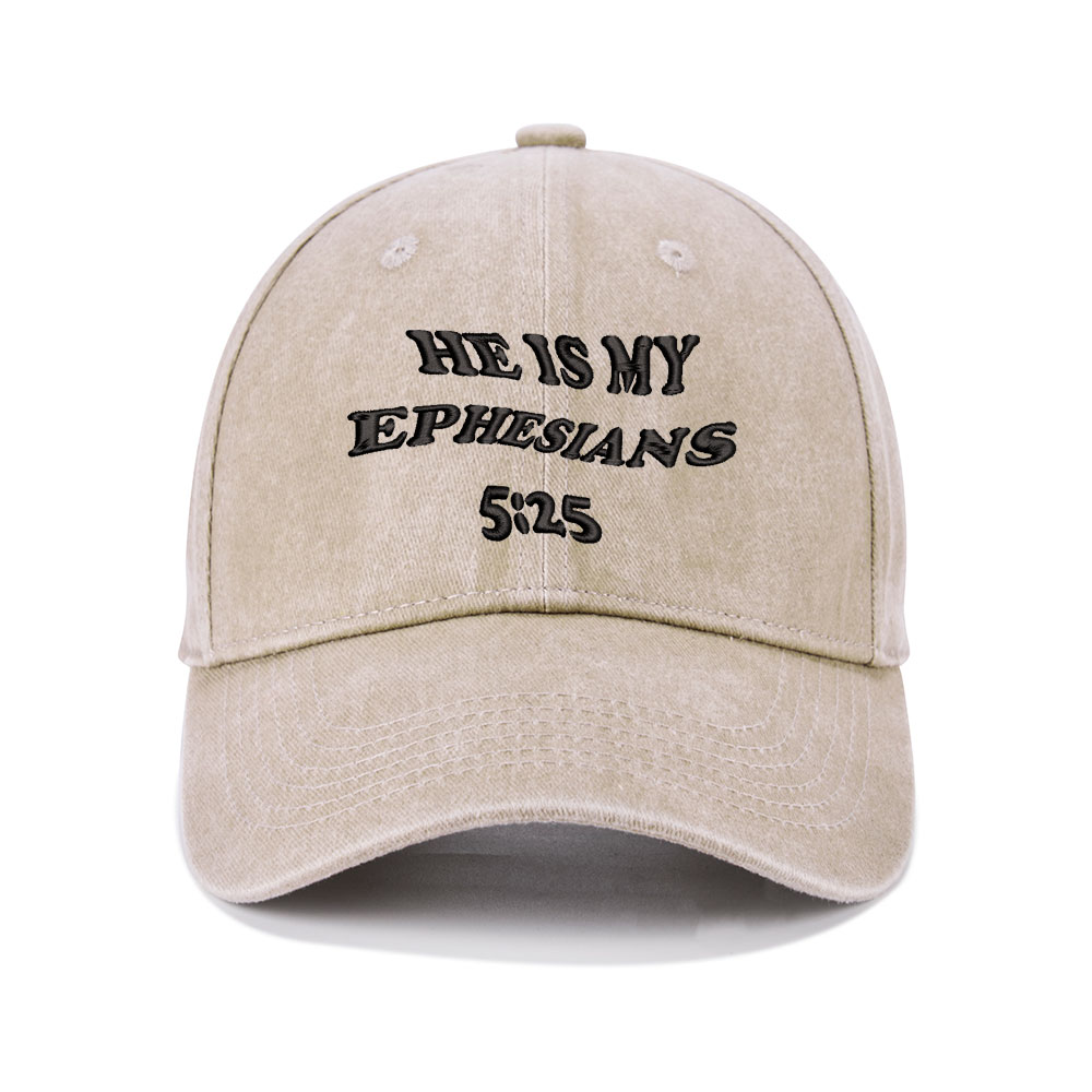 He Is My Ephesians Christian Couple Washed Hat-Teevibe