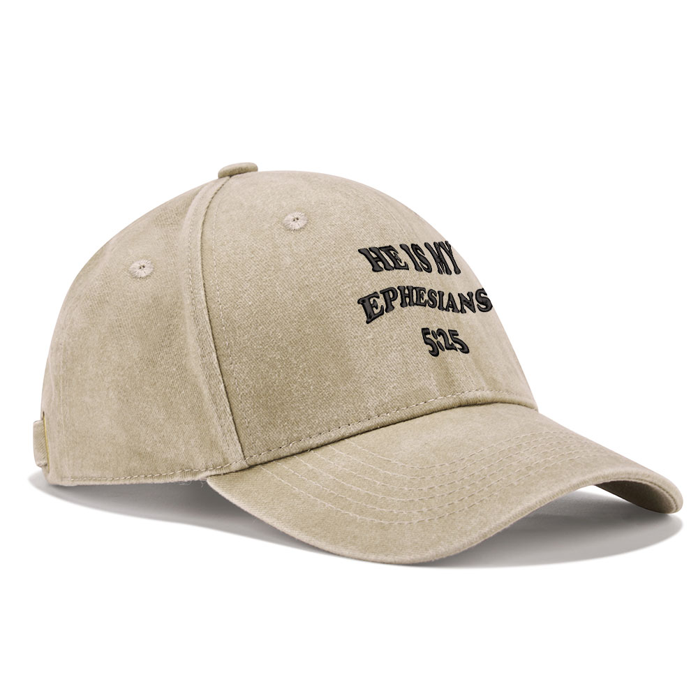 He Is My Ephesians Christian Couple Washed Hat-Teevibe