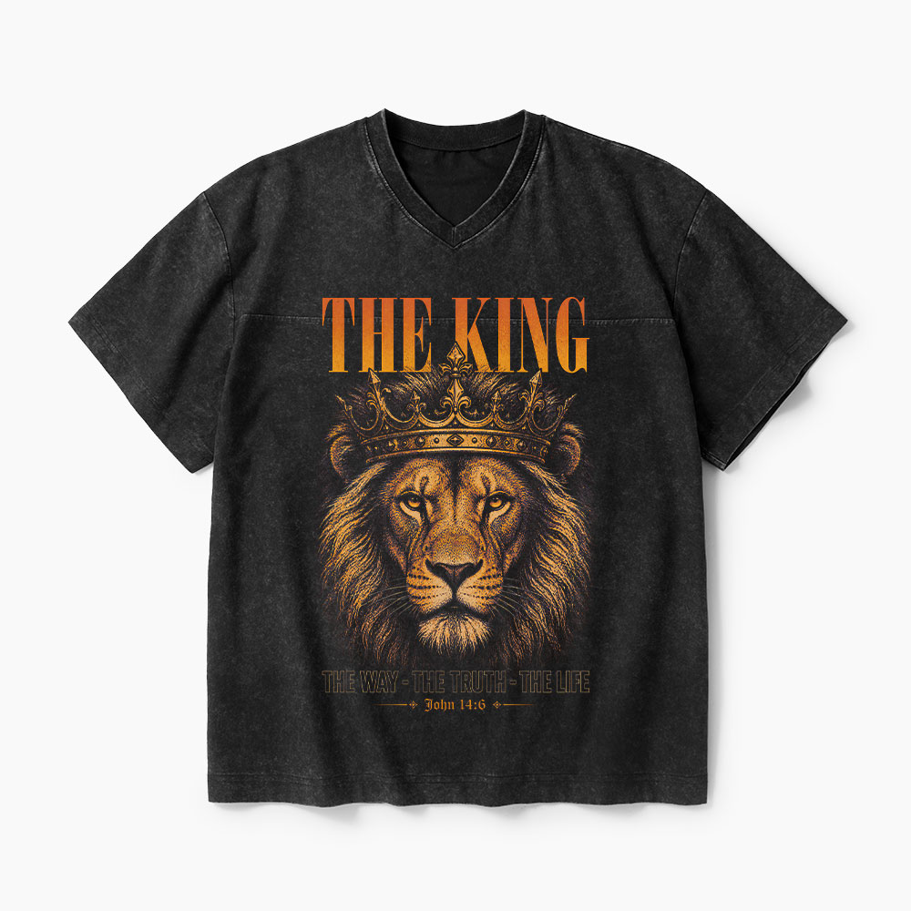The King Christian Washed V-Neck T-Shirt-Teevibe