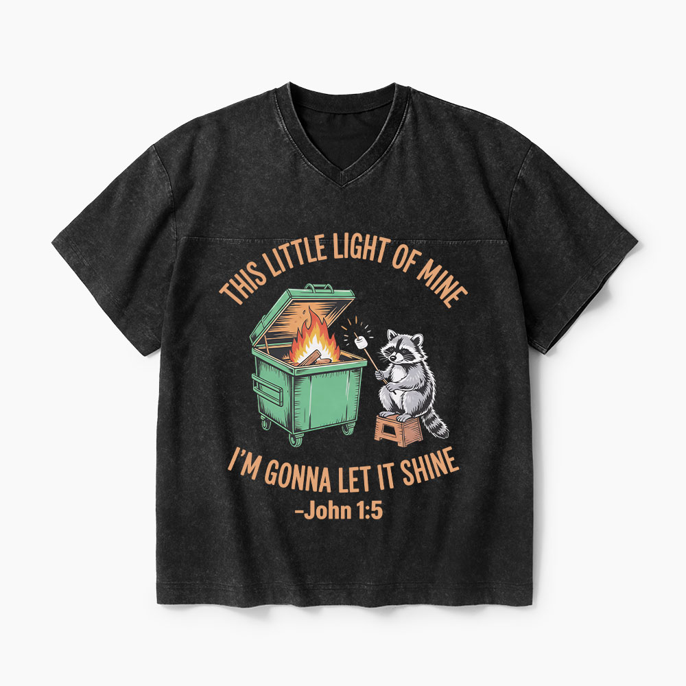 This Little Light Of Mine I'm Gonna Let It Shine Christian Washed V-Neck T-Shirt-Teevibe