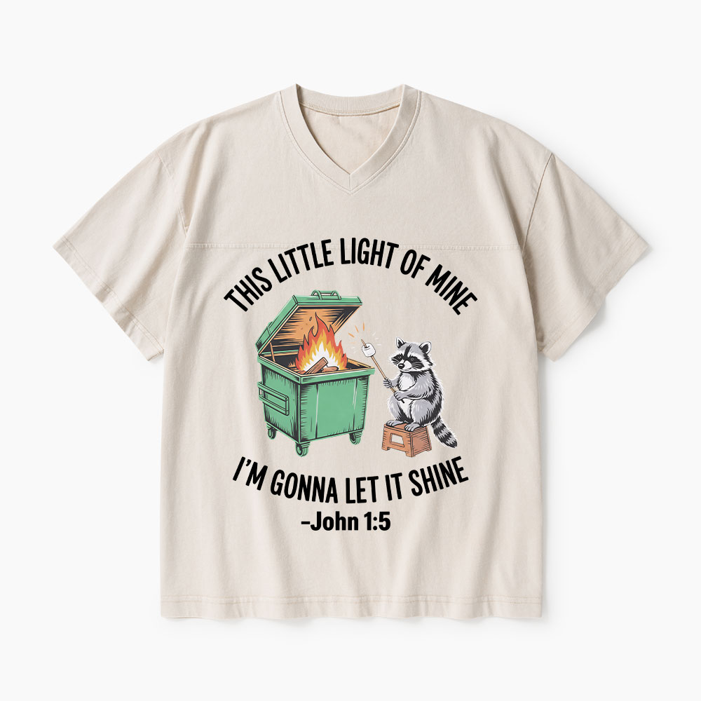 This Little Light Of Mine I'm Gonna Let It Shine Christian Washed V-Neck T-Shirt-Teevibe