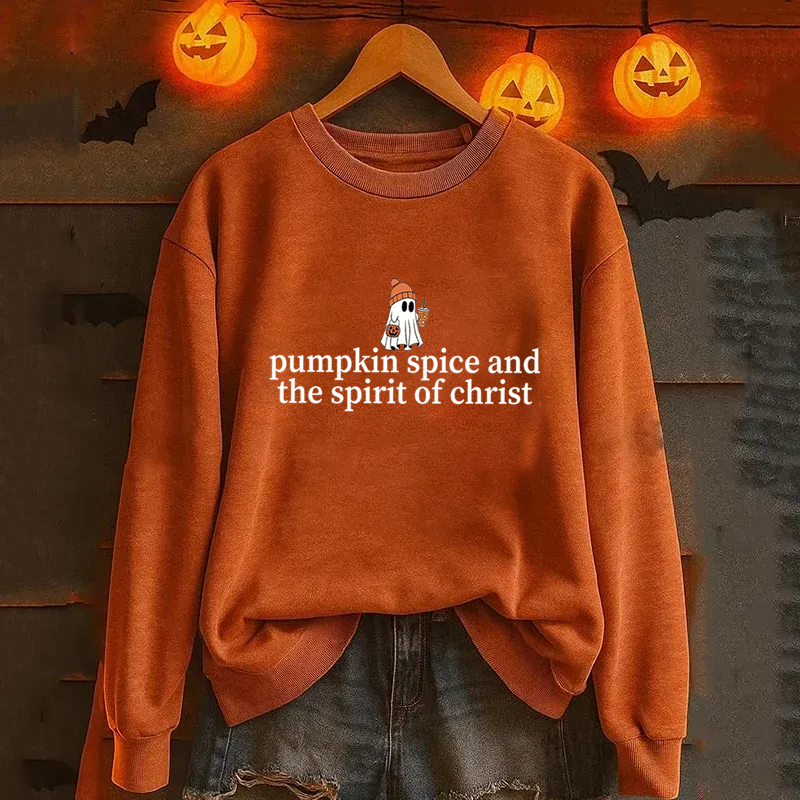 Cute Ghost Pumpkin Spice Coffee Sweatshirt-Teevibe