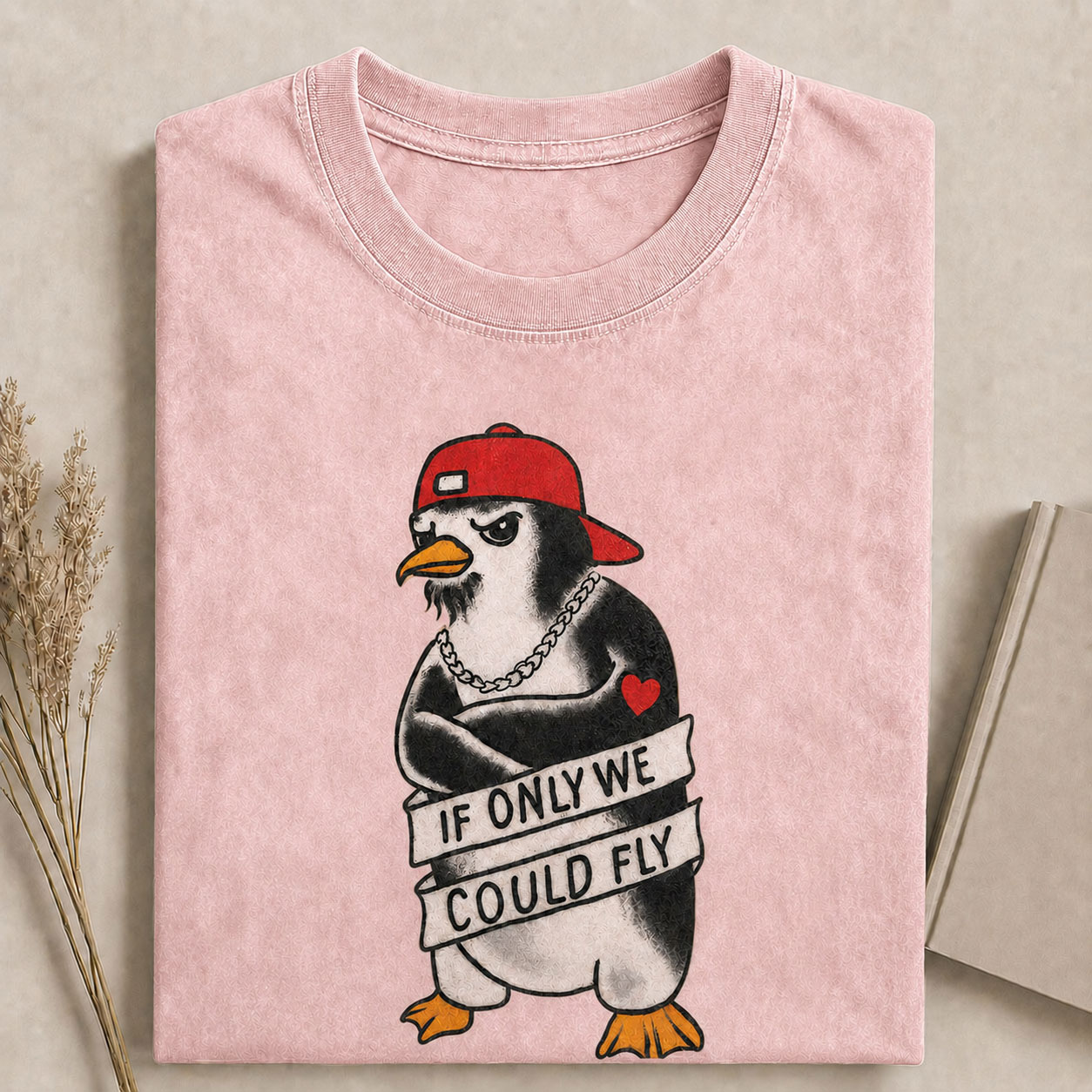 If Only We Could Fly Tattoo Penguin Comfort Colors Tee-Teevibe